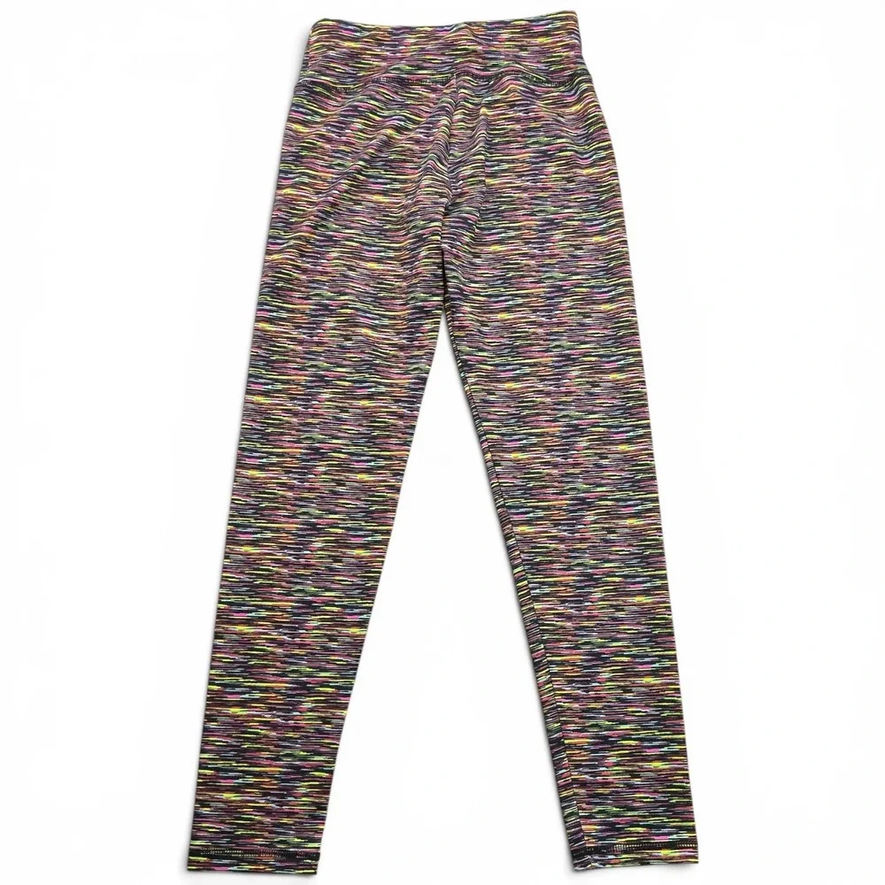 Justice Multicolor Active Leggings Kids Size 12 Space Dye Neon Striped 172044